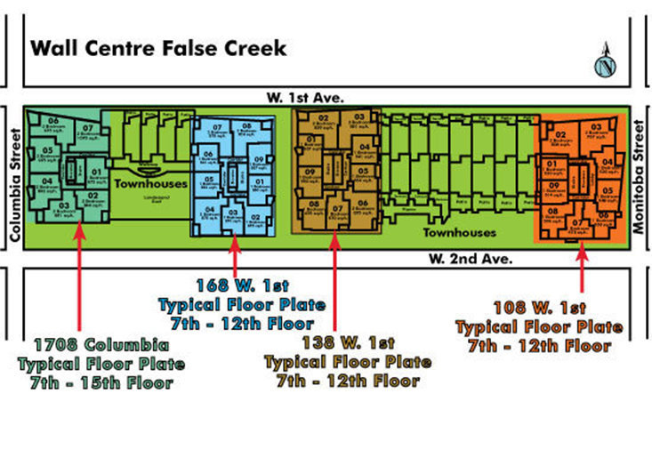 Wall Centre False Creek West 1 Tower Area Map